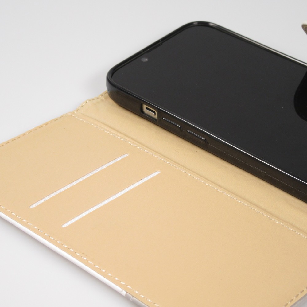 Fourre iPhone 14 Pro Max - Flip Géometrique - Noir & blanc