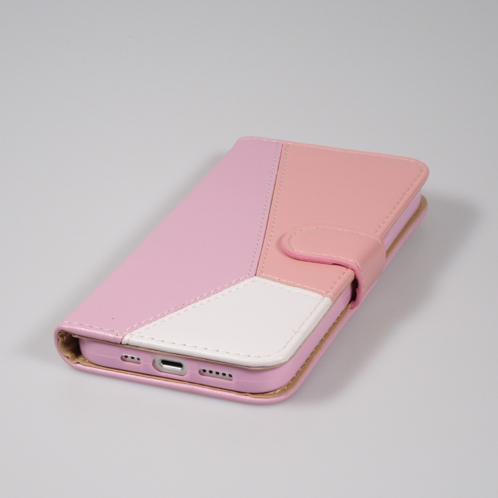 iPhone 14 Pro Max Case Hülle - Flip Geometrisch - Rosa