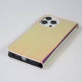 Fourre iPhone 14 Pro Max - Flip lisse brillant couleur magique avec dragonne - Purple Sunset