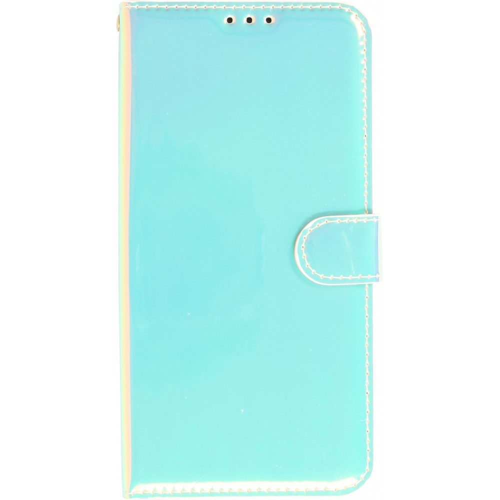 iPhone 14 Pro Max Case Hülle - Flip Glatt brilliant glänzend magische Farbe mit Schlaufe - Blue Lagoon