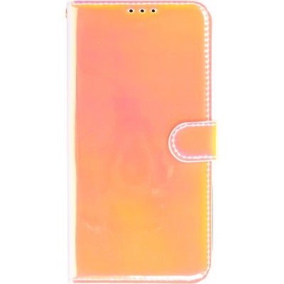 Fourre iPhone 14 Pro Max - Flip lisse brillant couleur magique avec dragonne - Tequila Sunrise