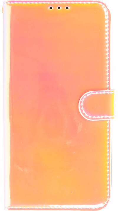 Fourre iPhone 14 Pro Max - Flip lisse brillant couleur magique avec dragonne - Tequila Sunrise