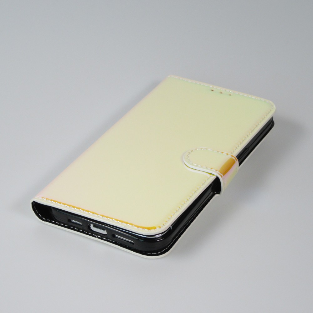 iPhone 14 Pro Max Case Hülle - Flip Glatt brilliant glänzend magische Farbe mit Schlaufe - Tequila Sunrise