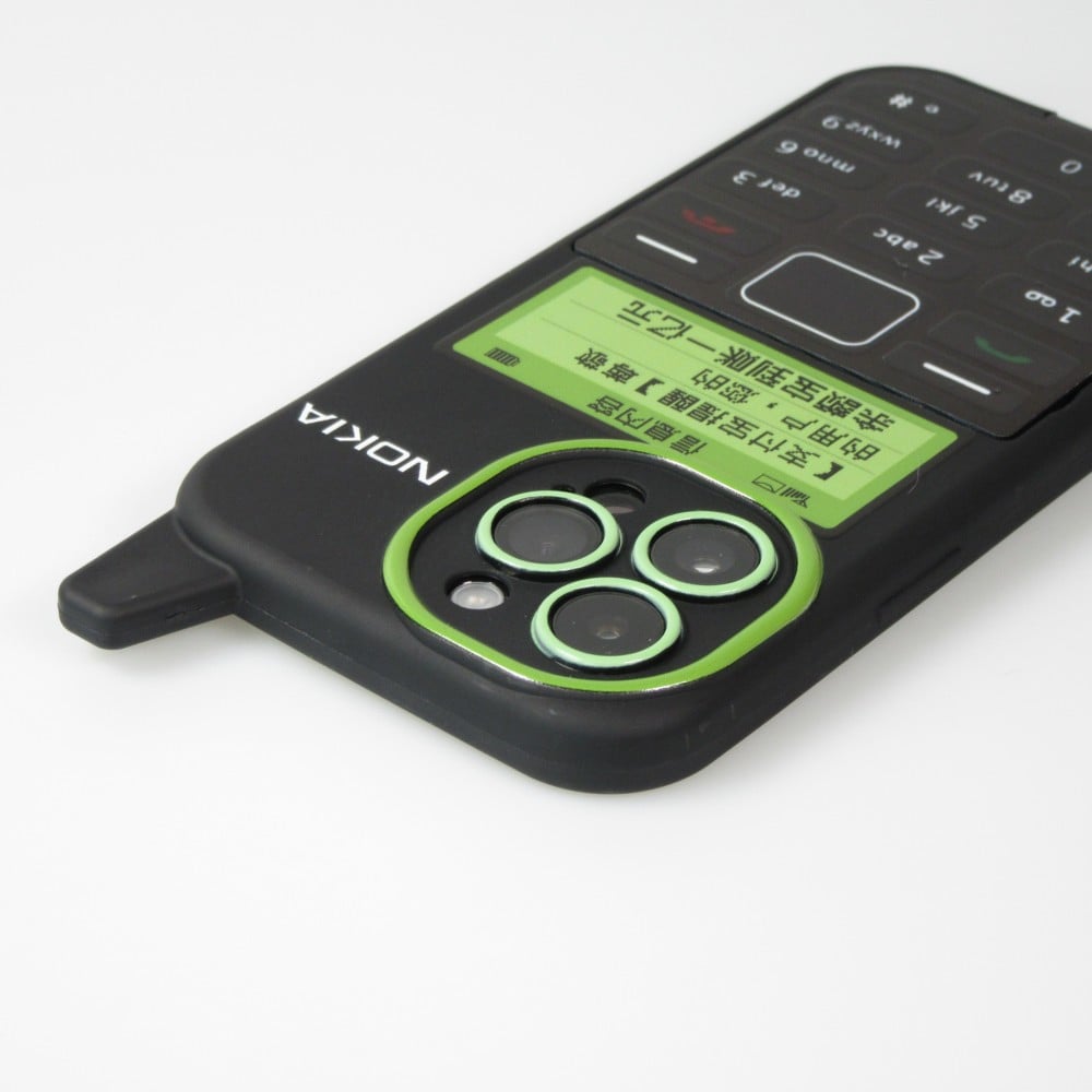 Fourre iPhone 14 Pro - Coque amusante 3D Retro Nokia Phone avec mirroir - Noir