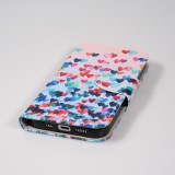 Fourre iPhone 14 Pro Max - Premium Wallet flip fermeture magnétique et porte-carte - petits cœurs colorés - Rose