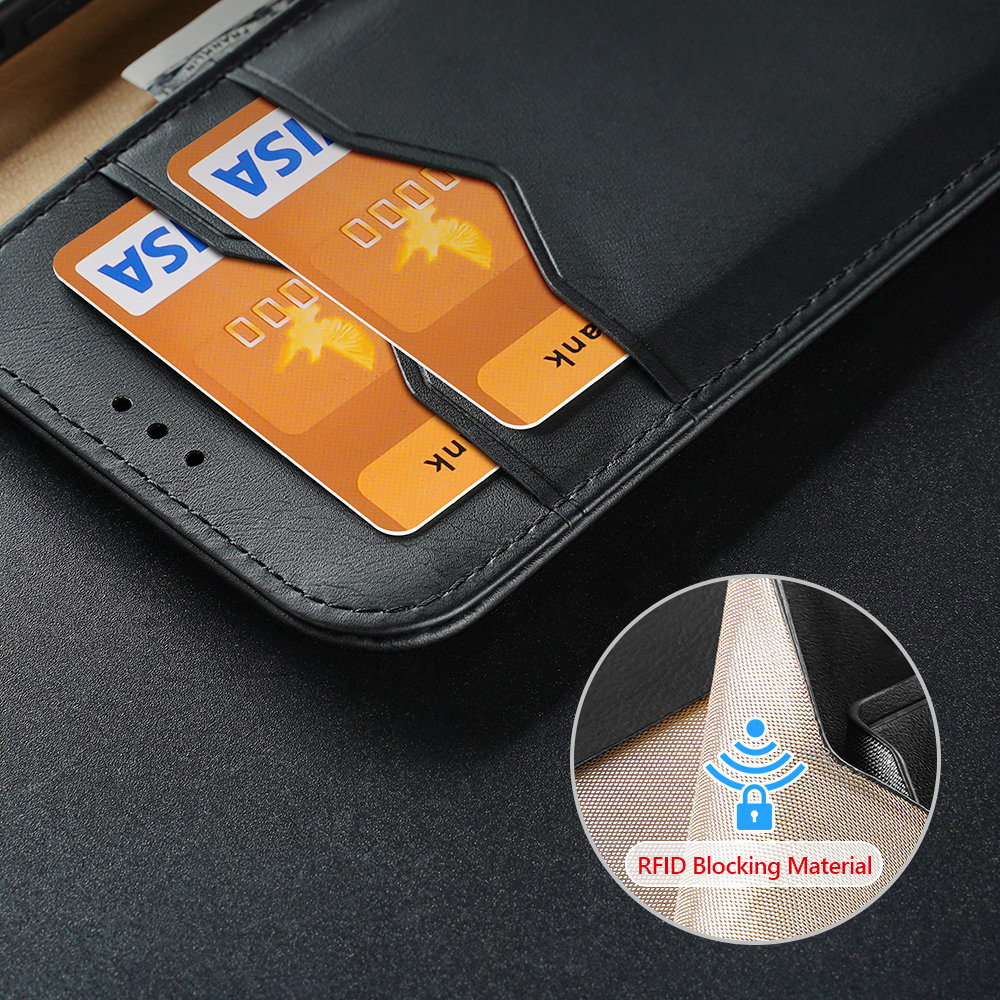 Fourre iPhone 15 - Dux Ducis Hivo RFID Flip Wallet - Noir
