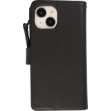 iPhone 15 Case Hülle - Brieftaschen-Hülle luxuriös und raffiniert mit Magnet Verschluss & Münz- und Kartenfach  - Schwarz