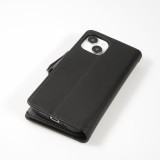 iPhone 15 Case Hülle - Brieftaschen-Hülle luxuriös und raffiniert mit Magnet Verschluss & Münz- und Kartenfach  - Schwarz