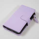 iPhone 15 Case Hülle - Brieftaschen-Hülle luxuriös und raffiniert mit Magnet Verschluss & Münz- und Kartenfach - Hellviolett