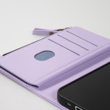 iPhone 15 Case Hülle - Brieftaschen-Hülle luxuriös und raffiniert mit Magnet Verschluss & Münz- und Kartenfach - Hellviolett