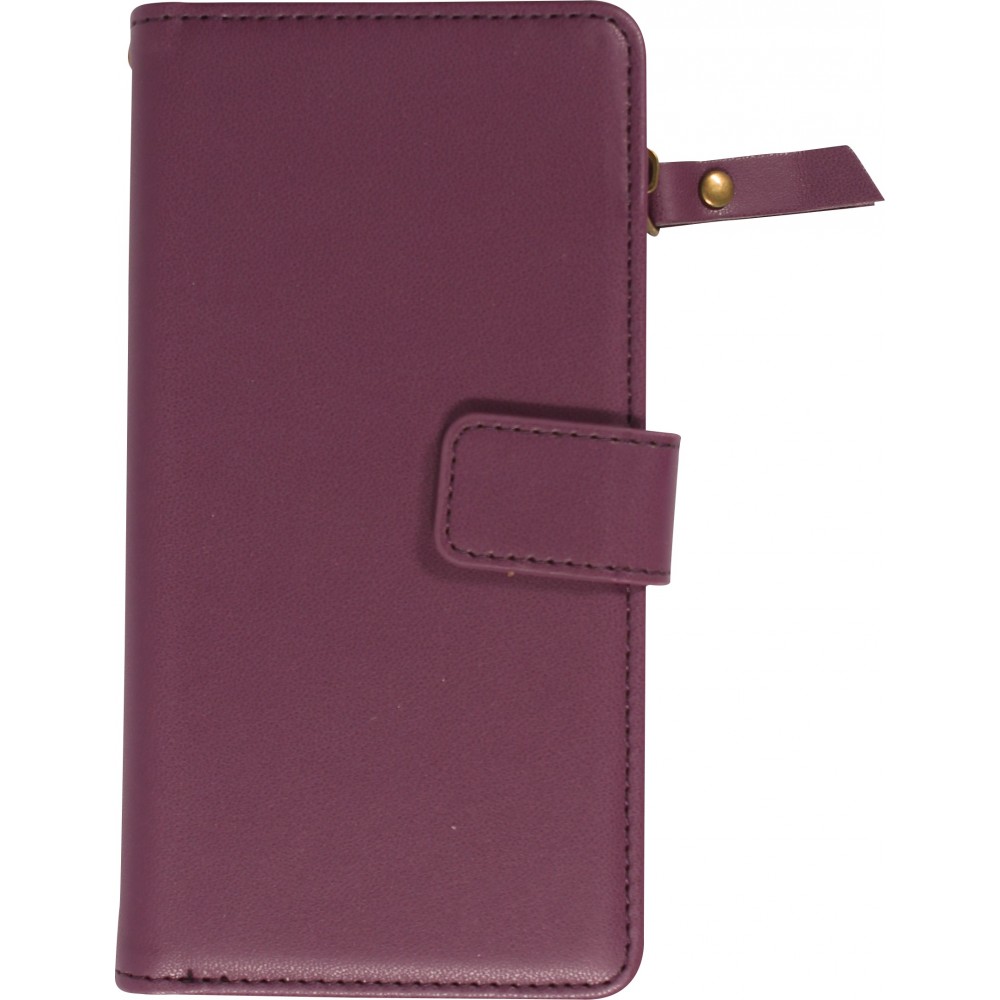 Fourre iPhone 15 - Etui portefeuille luxueux et sophistiqué en cuir avec aimant et compartiment à monnaie - Violet foncé