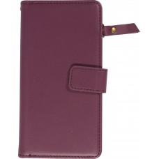 Fourre iPhone 15 - Etui portefeuille luxueux et sophistiqué en cuir avec aimant et compartiment à monnaie - Violet foncé