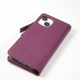 Fourre iPhone 15 - Etui portefeuille luxueux et sophistiqué en cuir avec aimant et compartiment à monnaie - Violet foncé