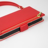 iPhone 15 Case Hülle - Flip Wallet aus veganem Leder mit Brieftasche und Magnetverschluss - Rot