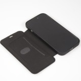 iPhone 15 Case H&uuml;lle - Flip weiches Silikon mit matt glatter Oberfl&auml;che - Schwarz