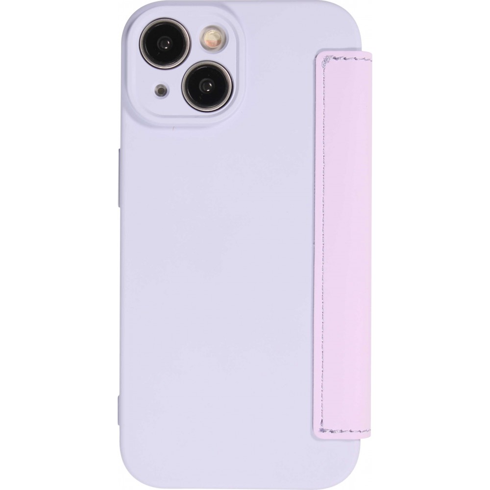 Fourre iPhone 15 - Flip silicone souple avec surface lisse et mate - Violet clair