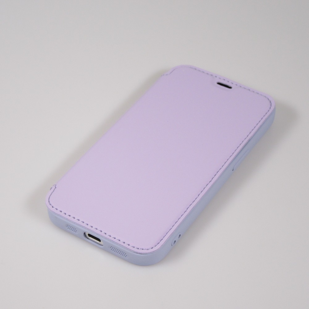 Fourre iPhone 15 - Flip silicone souple avec surface lisse et mate - Violet clair