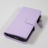 Fourre iPhone 15 Pro - Etui portefeuille luxueux et sophistiqué en cuir avec aimant et compartiment à monnaie - Violet clair