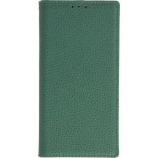 Fourre iPhone 15 Pro Max - Flip 3D cuir grainé véritable de vache - Vert