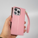 iPhone 15 Pro Max Case Hülle - Flip Wallet aus veganem Leder mit Brieftasche und Magnetverschluss - Violette
