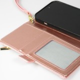 iPhone 15 Pro Max Case Hülle - Flip Wallet aus veganem Leder mit Brieftasche und Magnetverschluss - Violette