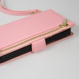 iPhone 15 Pro Max Case Hülle - Flip Wallet aus veganem Leder mit Brieftasche und Magnetverschluss - Violette
