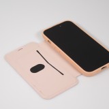 Fourre iPhone 15 Pro - Flip silicone souple avec surface lisse et mate - Beige