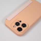 Fourre iPhone 15 Pro - Flip silicone souple avec surface lisse et mate - Beige