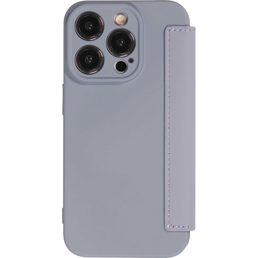 iPhone 15 Pro Case Hülle - Flip weiches Silikon mit matt glatter Oberfläche - Grau