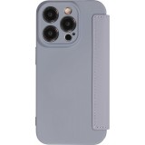 iPhone 15 Pro Case Hülle - Flip weiches Silikon mit matt glatter Oberfläche - Grau