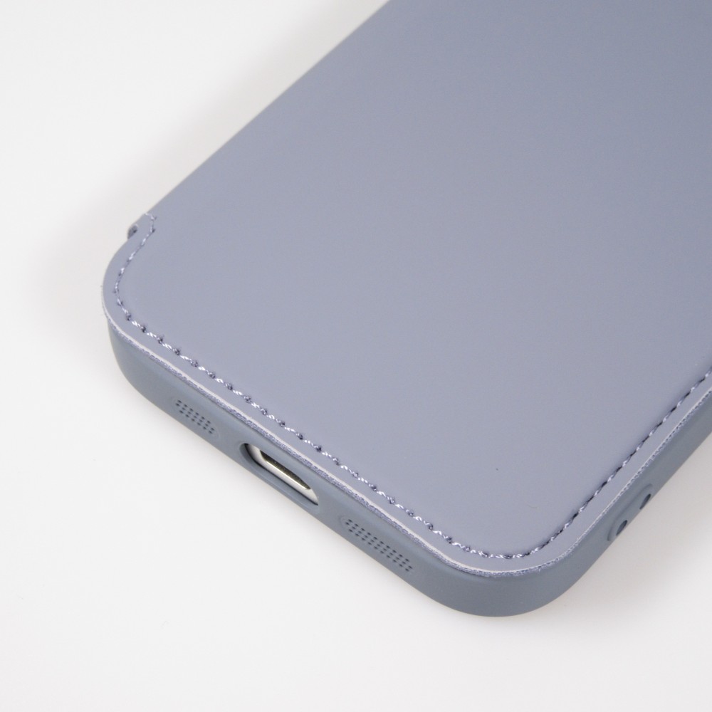 iPhone 15 Pro Case Hülle - Flip weiches Silikon mit matt glatter Oberfläche - Grau
