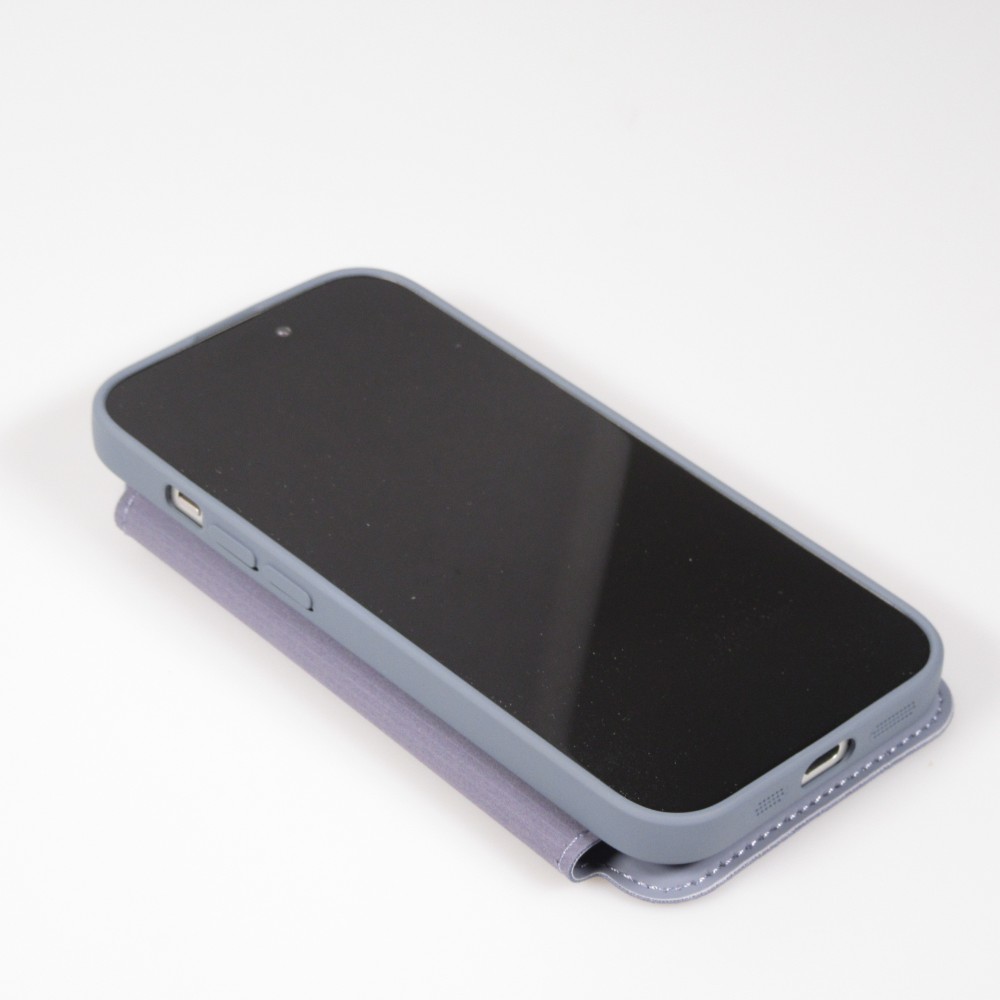 iPhone 15 Pro Case Hülle - Flip weiches Silikon mit matt glatter Oberfläche - Grau