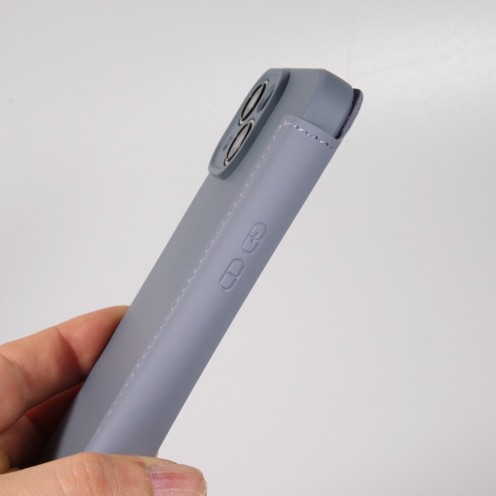 iPhone 15 Pro Case Hülle - Flip weiches Silikon mit matt glatter Oberfläche - Grau