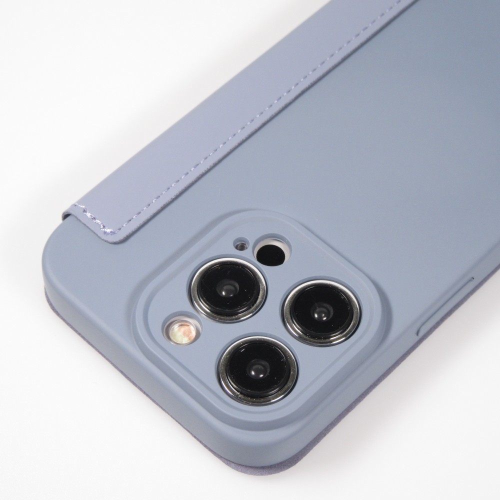 iPhone 15 Pro Case Hülle - Flip weiches Silikon mit matt glatter Oberfläche - Grau