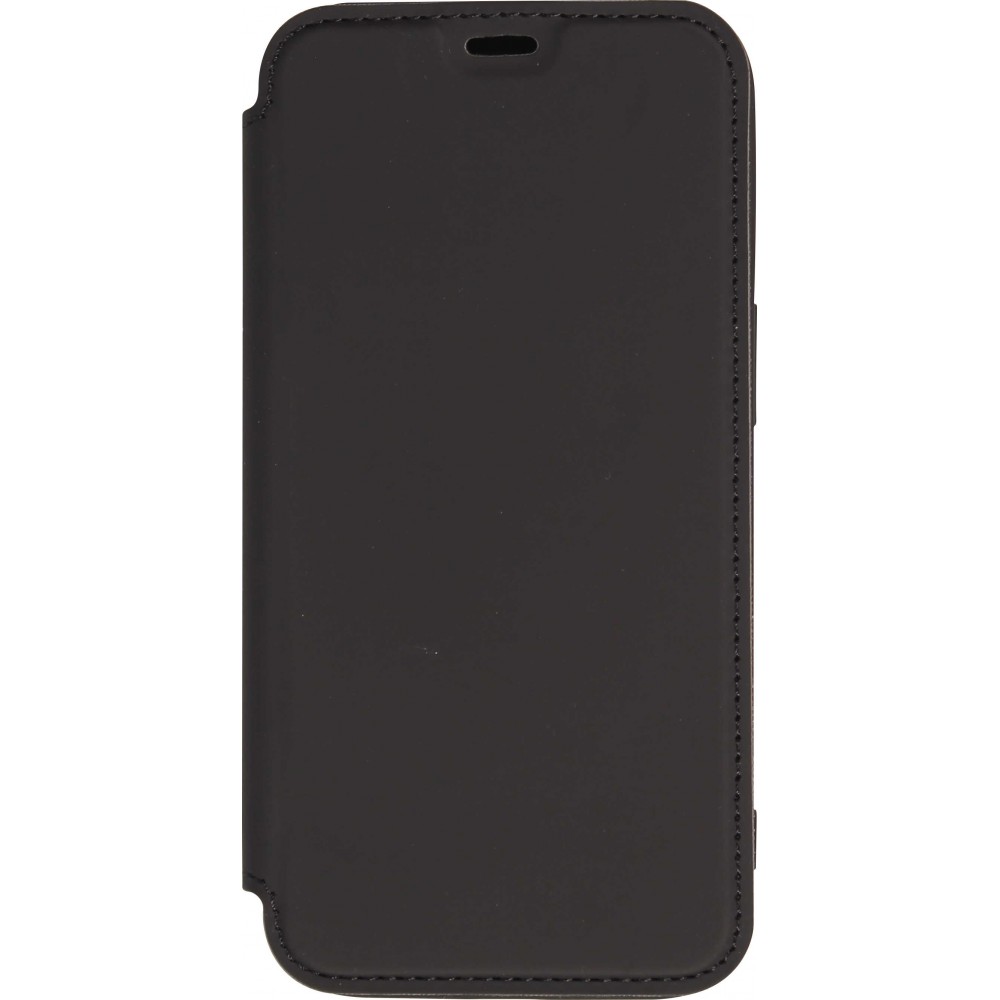 Fourre iPhone 15 Pro - Flip silicone souple avec surface lisse et mate - Noir