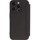 Fourre iPhone 15 Pro - Flip silicone souple avec surface lisse et mate - Noir