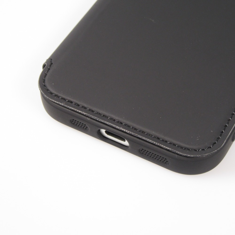 Fourre iPhone 15 Pro - Flip silicone souple avec surface lisse et mate - Noir