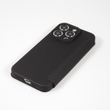 Fourre iPhone 15 Pro - Flip silicone souple avec surface lisse et mate - Noir