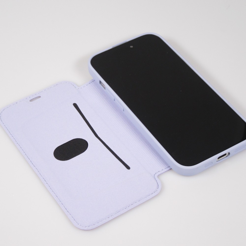 iPhone 15 Pro Case H&uuml;lle - Flip weiches Silikon mit matt glatter Oberfl&auml;che - Hellviolett