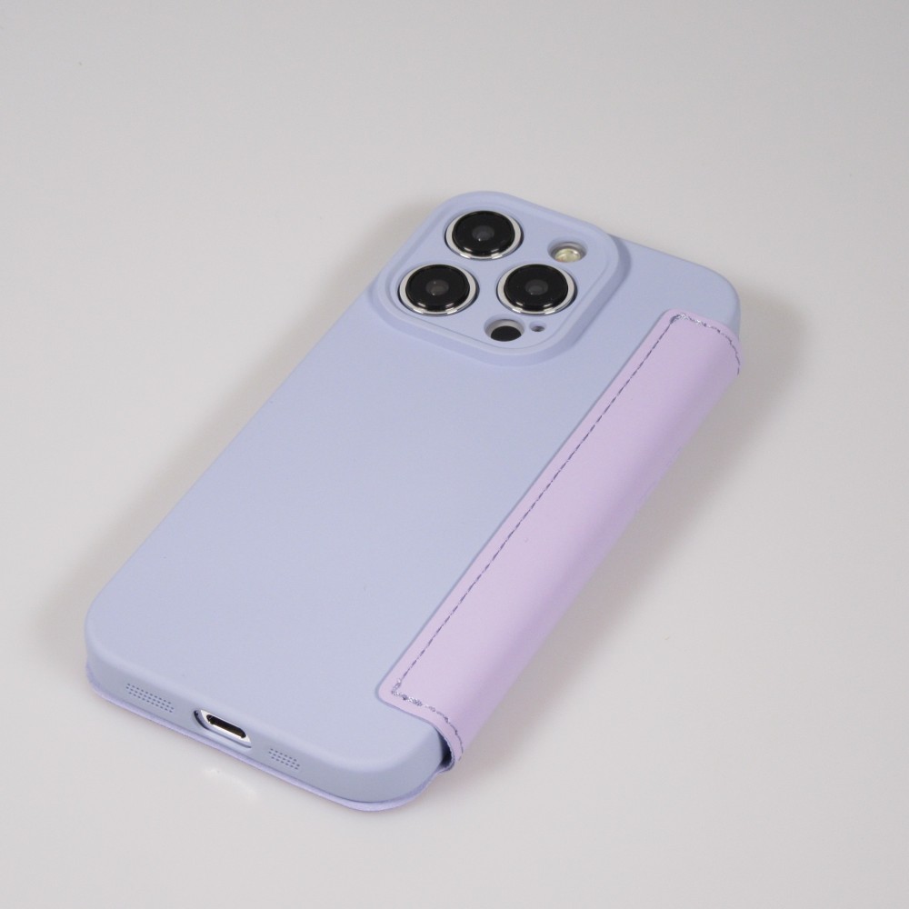 iPhone 15 Pro Case H&uuml;lle - Flip weiches Silikon mit matt glatter Oberfl&auml;che - Hellviolett