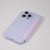 iPhone 15 Pro Case H&uuml;lle - Flip weiches Silikon mit matt glatter Oberfl&auml;che - Hellviolett