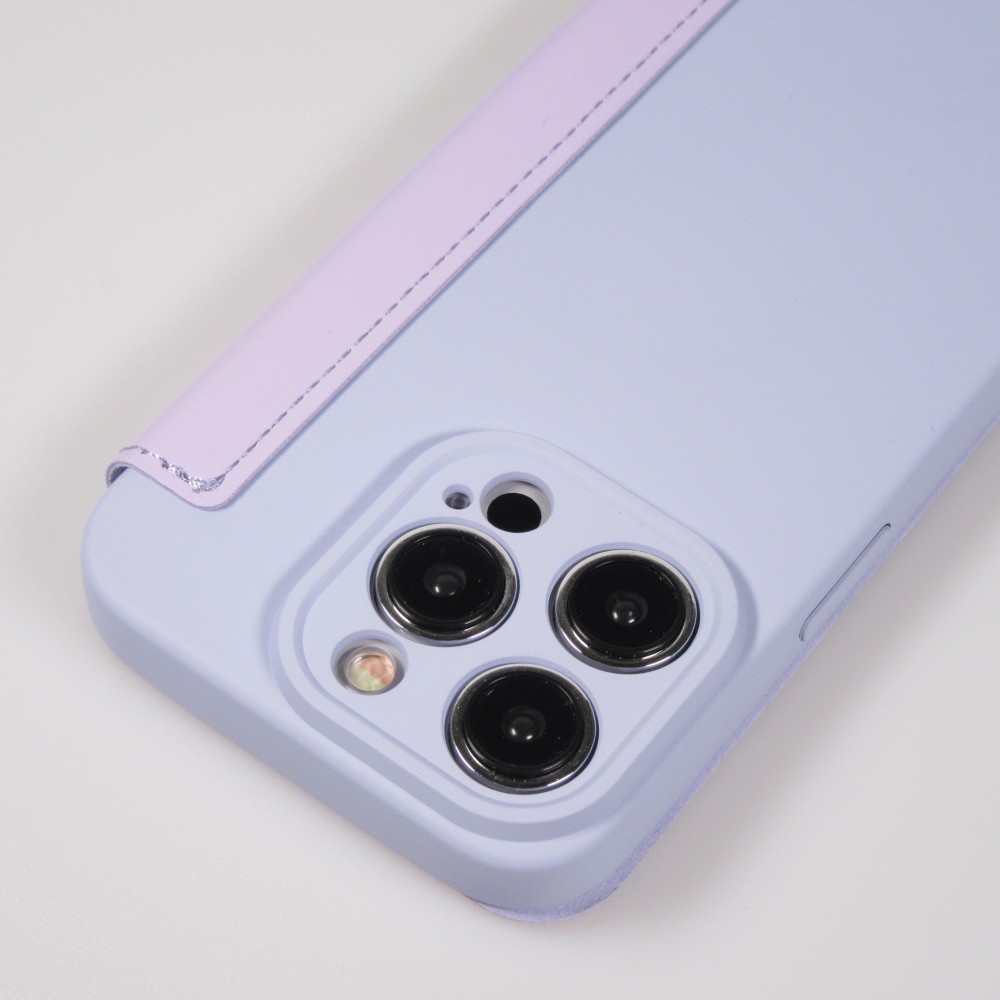 iPhone 15 Pro Case H&uuml;lle - Flip weiches Silikon mit matt glatter Oberfl&auml;che - Hellviolett