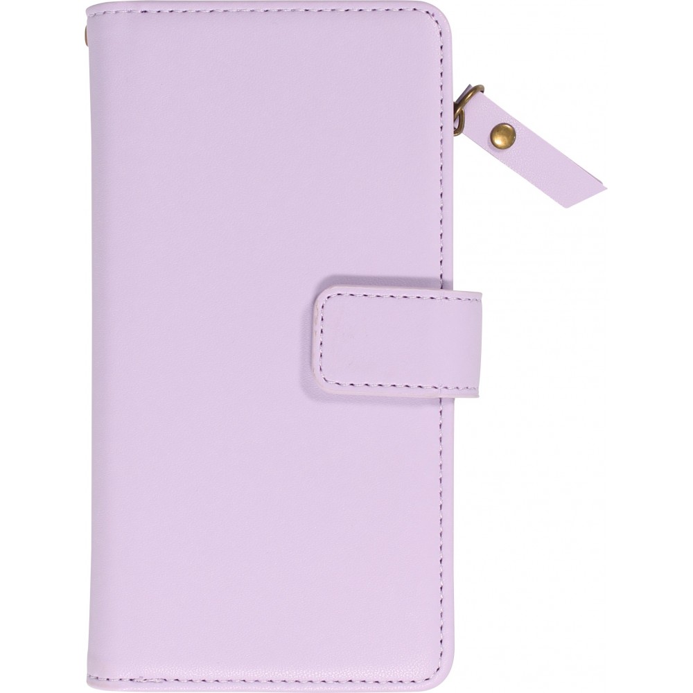 Fourre iPhone 15 Pro Max - Etui portefeuille luxueux et sophistiqué en cuir avec aimant et compartiment à monnaie - Violet clair