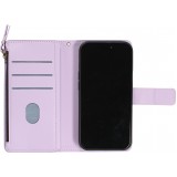 Fourre iPhone 15 Pro Max - Etui portefeuille luxueux et sophistiqué en cuir avec aimant et compartiment à monnaie - Violet clair