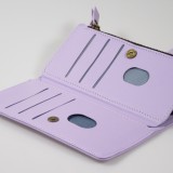 Fourre iPhone 15 Pro Max - Etui portefeuille luxueux et sophistiqué en cuir avec aimant et compartiment à monnaie - Violet clair