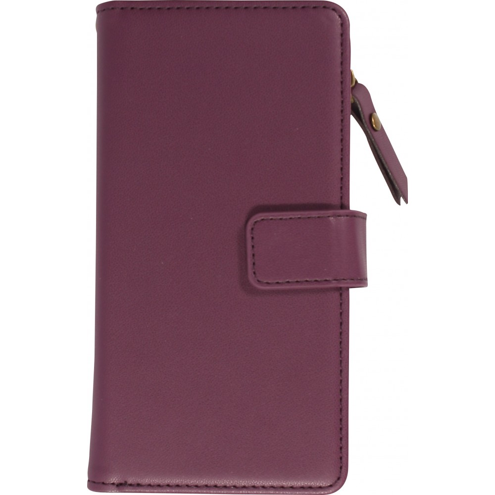 iPhone 15 Pro Max Case Hülle - Brieftaschen-Hülle luxuriös und raffiniert mit Magnet Verschluss & Münz- und Kartenfach - Dunkelviolett