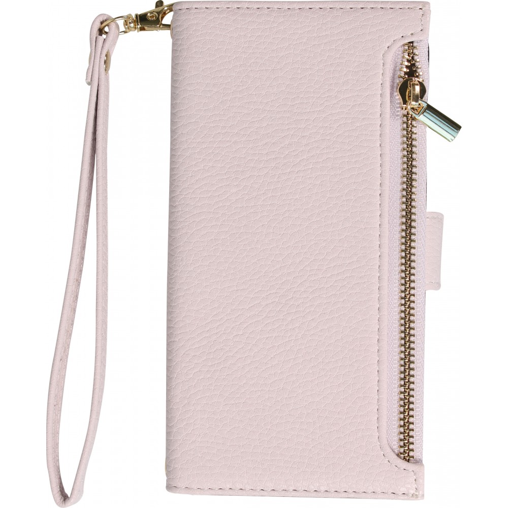 iPhone 15 Pro Max Case Hülle - Flip Wallet aus veganem Leder mit Brieftasche und Magnetverschluss - Violette