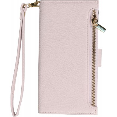 iPhone 15 Pro Max Case Hülle - Flip Wallet aus veganem Leder mit Brieftasche und Magnetverschluss - Violette
