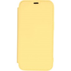 iPhone 15 Pro Max Case H&uuml;lle - Flip weiches Silikon mit matt glatter Oberfl&auml;che - Gelb