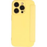 iPhone 15 Pro Max Case H&uuml;lle - Flip weiches Silikon mit matt glatter Oberfl&auml;che - Gelb